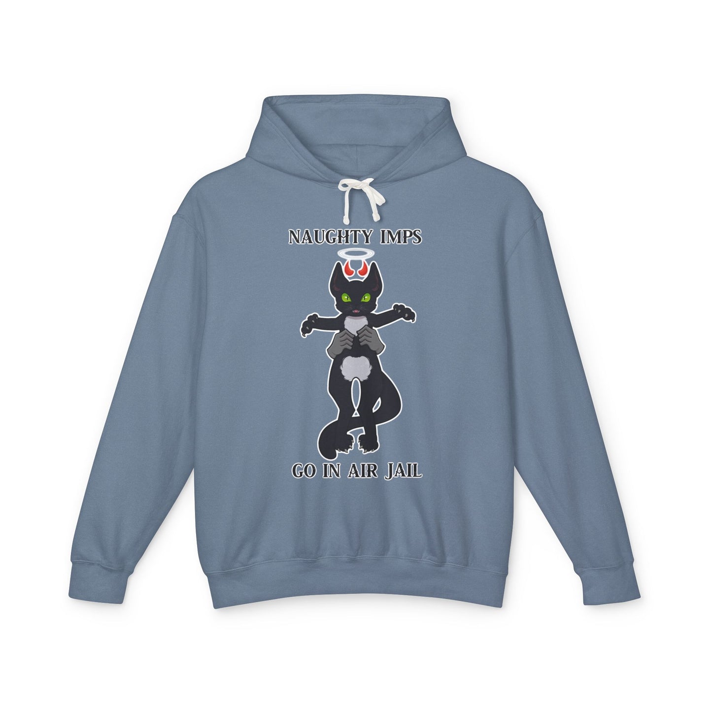 "Naughty Imps Go In Air Jail" Lightweight Hooded Sweatshirt